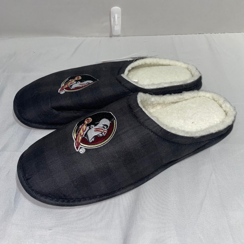 FOCO Florida State Seminoles Mens Large 11-12 Black Scuff Slippers FSU NWT